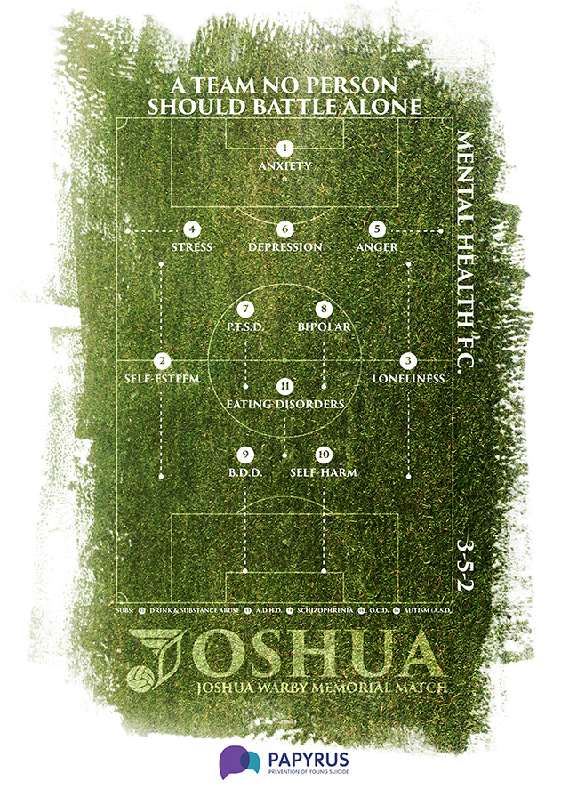 Joshua Warby Memorial Match - Mental Health Starting Eleven Campaign Poster